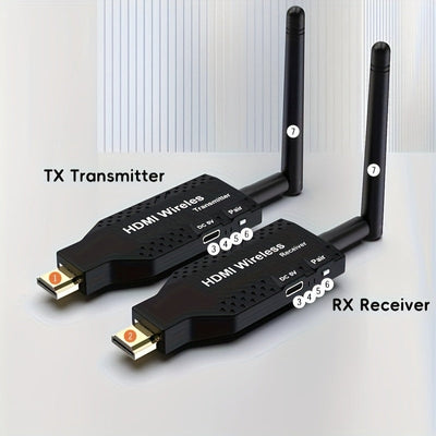 Kit de Extensor sin varillas Portátil 1080P 60Hz Compatible con HDTV Transmisor y Receptor 1 TX a 4 RX Adaptador Stick Video Audio para TV, Cámara, Laptop PS4pcs a Proyector Monitor, Bajo Retardo con Antena Más Estable