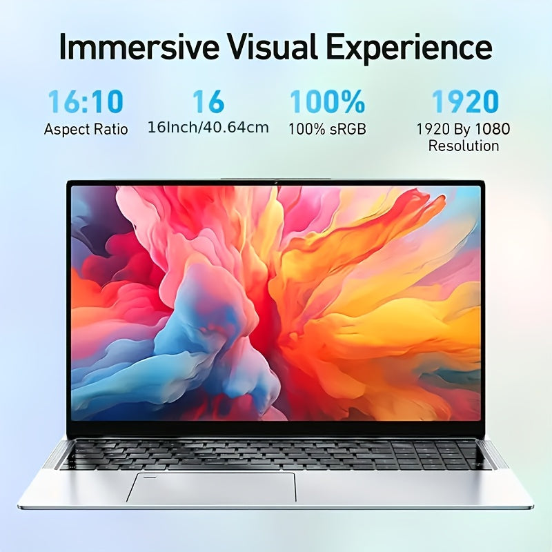Portátil de 15.6 Pulgadas con 8GB RAM + SSD de 1024GB, Procesador N95, Bisagra 180°, WiFi 6, sin varillas 5.2, USB, Tipo-C, HDTV, Batería de 5000mAh, Altavoces Estéreo Dobles, WiFi Dual Band 5G, Regalo Ideal para Amigos