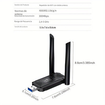 1pc VSZAPower Repetidor inalámbrico USB Router, amplificador de señal de Internet de alta velocidad de 300M, amplificador de red Wi-Fi portátil, material de PVC, alimentado por USB, no requiere batería, amplificador de red doméstico estable