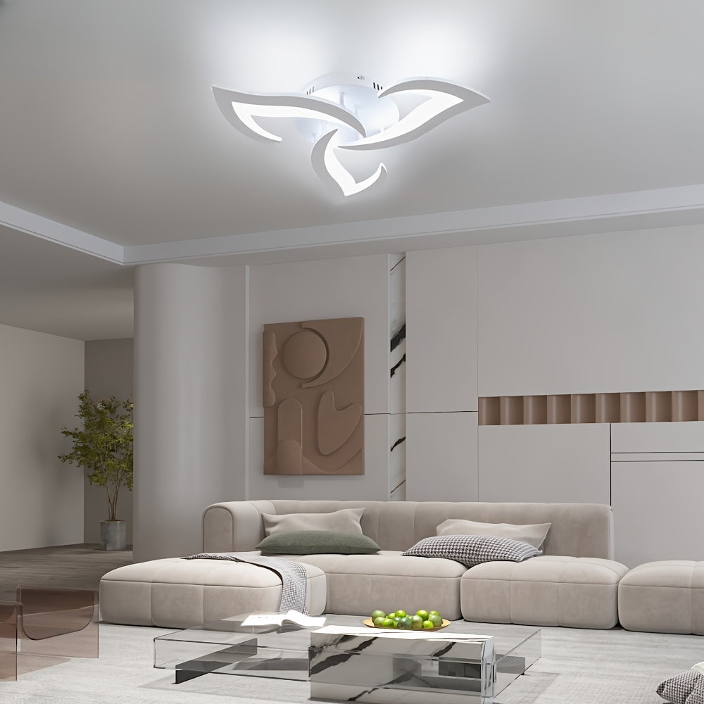 Lámpara de techo moderna con pantalla de acrílico en forma de hoja, diseño giratorio 360°, montaje semiempotrado, ideal para decoración de sala, vestíbulo de hotel, pasillos y espacios comerciales, accesorio de iluminación elegante