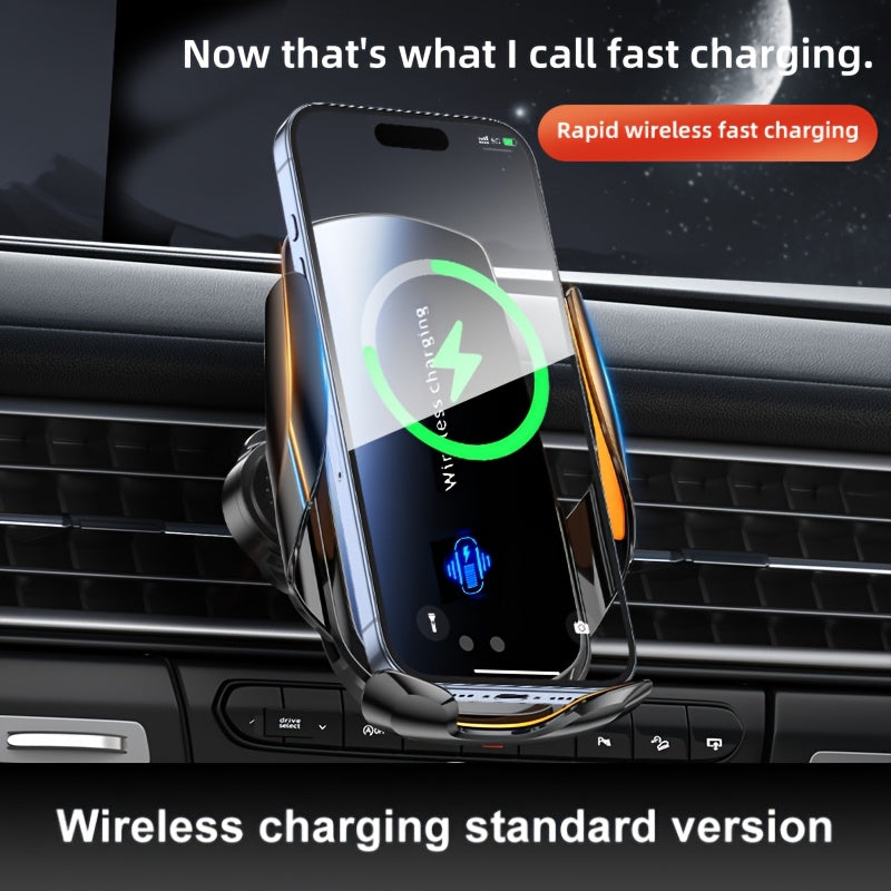 Soporte para Teléfono de Carga Inalámbrica Mejorado para Coche – Carga Rápida, Montaje en el Tablero Manos Libres para iPhone y Samsung Android, Material ABS, Forma Ovalada, Compatible con la Mayoría de Vehículos