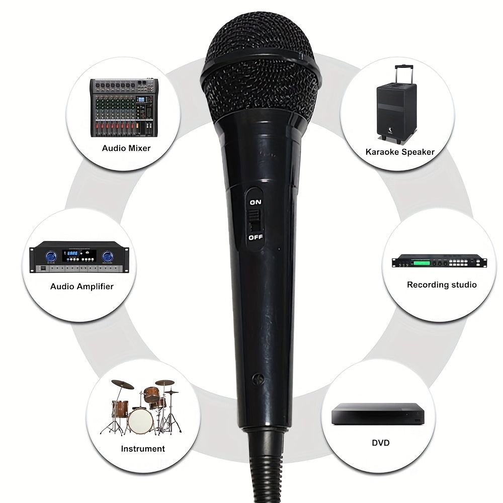 Micrófono de mano negro con cable y cubierta de espuma - Micrófono dinámico cardioide para karaoke, canto y oratoria | Ideal para entretenimiento en casa y uso profesional, micrófono de karaoke | Grado profesional | Micrófono duradero