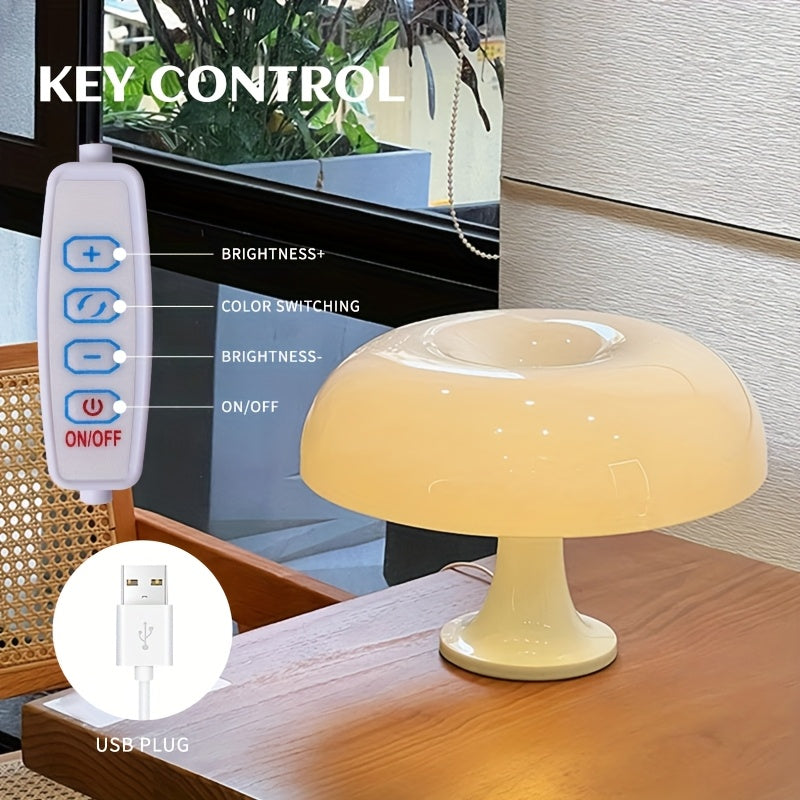 Linterna de Escritorio Moderna en Forma de Tambor & Luz Nocturna - Lámpara de Mesita con Brillo Ajustable Alimentada por USB y Detalles Metálicos Pulidos, Diseño de Plástico de Color Sólido para Dormitorio, Estudio, Sala de Estar - Decoración Romántica A
