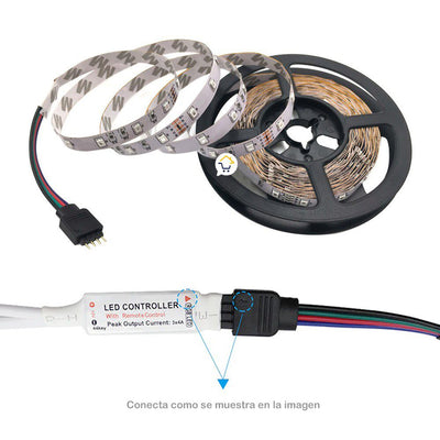 Cinta Luz Led 5 Metros RGB Multicolor Con Control Navidad SM2D605050