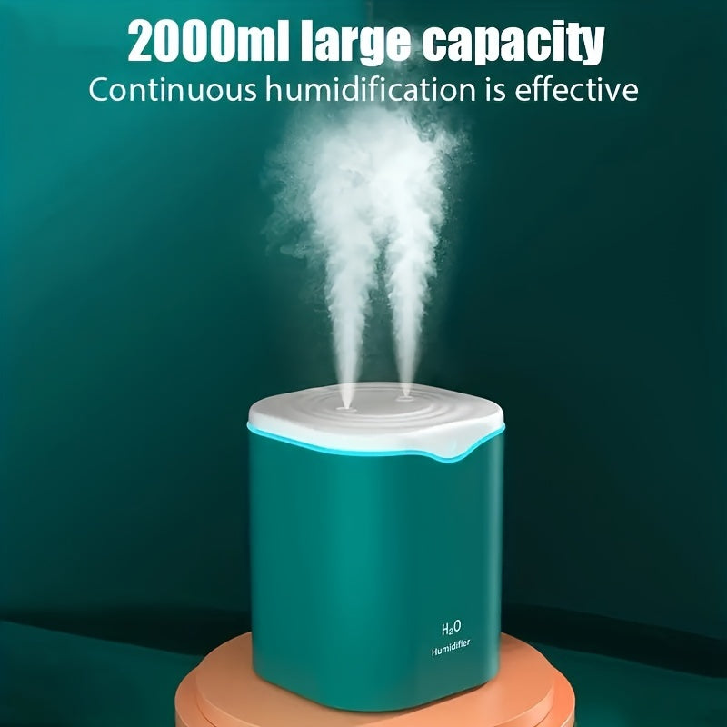 1pc Humidificador de Otoño e Invierno de Gran Capacidad 2000ml con Doble Rociador, 67.63oz Humidificador Portátil con Tecnología de Ondas Sonoras, Humidificador de Aire de Nube Grande de 2L con Doble Rociador USB para Interiores, Difusor de Aire con Tecn