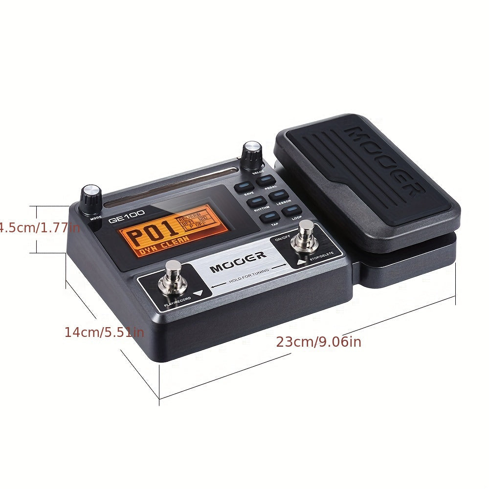 Procesador de Efectos de Guitarra Completo MOOER GE100 con Pantalla LCD, 80 Tonos Predefinidos, 80 Tonos Editables por el Usuario, 8 Módulos de Efectos, 66 Tipos de Efectos, Grabación en Bucle de 180 Segundos, Simulación de Altavoz + Simulación de Un Sol