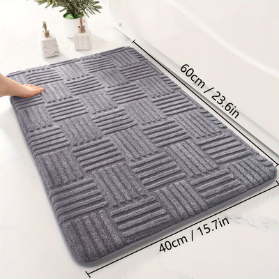 Alfombra de baño gruesa y absorbente de color sólido, cojín suave para el baño, alfombra cuadrada para sala de estar y dormitorio, alfombra de felpa a rayas antideslizante para la entrada.