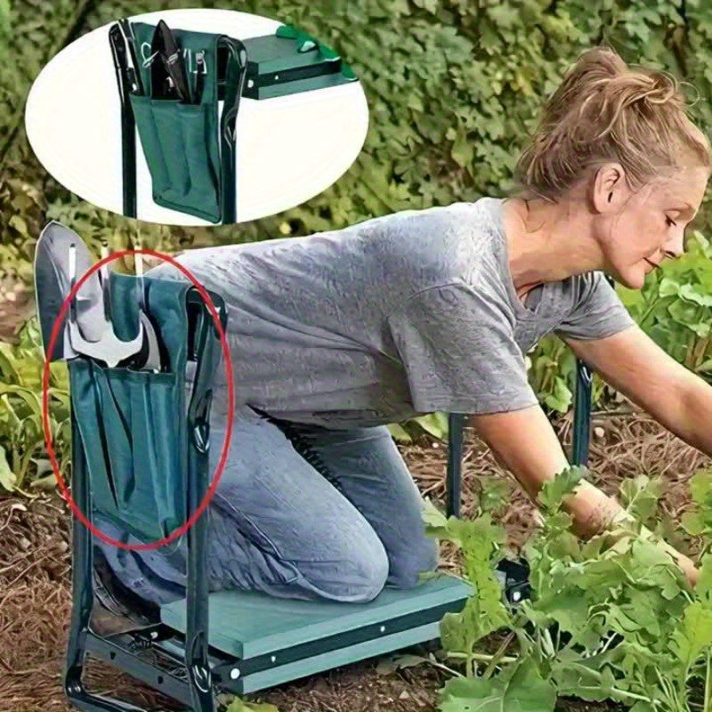 Taburete de Jardinería Oxford Nuevo y Duradero con Bolsa para Herramientas - Organizador Portátil Multiusos para Cuidado del Jardín, Patio y Césped, Bolsa de Almacenamiento para Herramientas de Jardinería