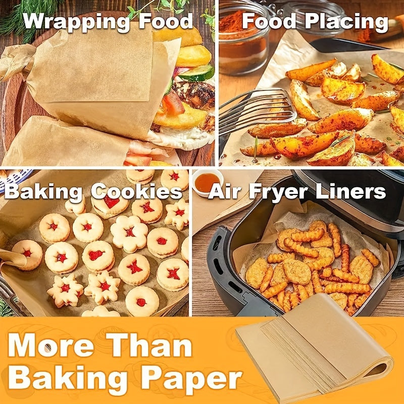 50/100/200 unidades de Papel pergamino para hornear, 22.86 X 33.02 cm, Hojas de pergamino pre-cortadas antiadherentes para hornear, cocinar, asar a la parrilla, freidora de aire y vapor - Sin blanquear, aptas para bandejas de horno medianas Eid Al-Adha M