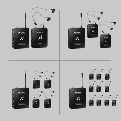 Sistema de Auriculares Inalámbricos M-VAVE WP-10 - 2.4G, Recargable por USB, Baja Latencia, Calidad de Sonido Sin Pérdidas, Grabación Estéreo, Compatible con Hasta 5 Dispositivos