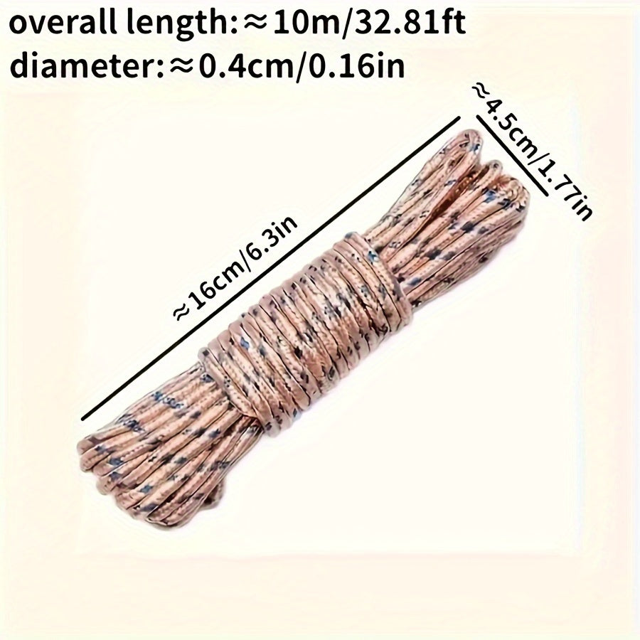 Cuerda para ropa resistente de nailon - 5.0 metros/10.0 metros multiusos, a prueba de viento y antideslizante para secado en balcón exterior, color aleatorio, cuerdas para tender