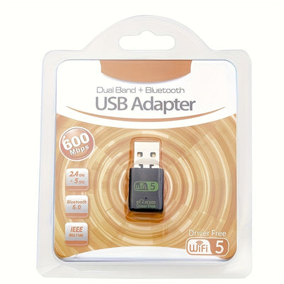 Adaptador inalámbrico 2 en 1 y adaptador de red con alta velocidad inalámbrica de 600M, alimentado por USB, WiFi dual marca (AC6 y Android), diseño compacto para teléfonos inteligentes y tabletas, conectividad de dispositivos, conectividad dual banda, so