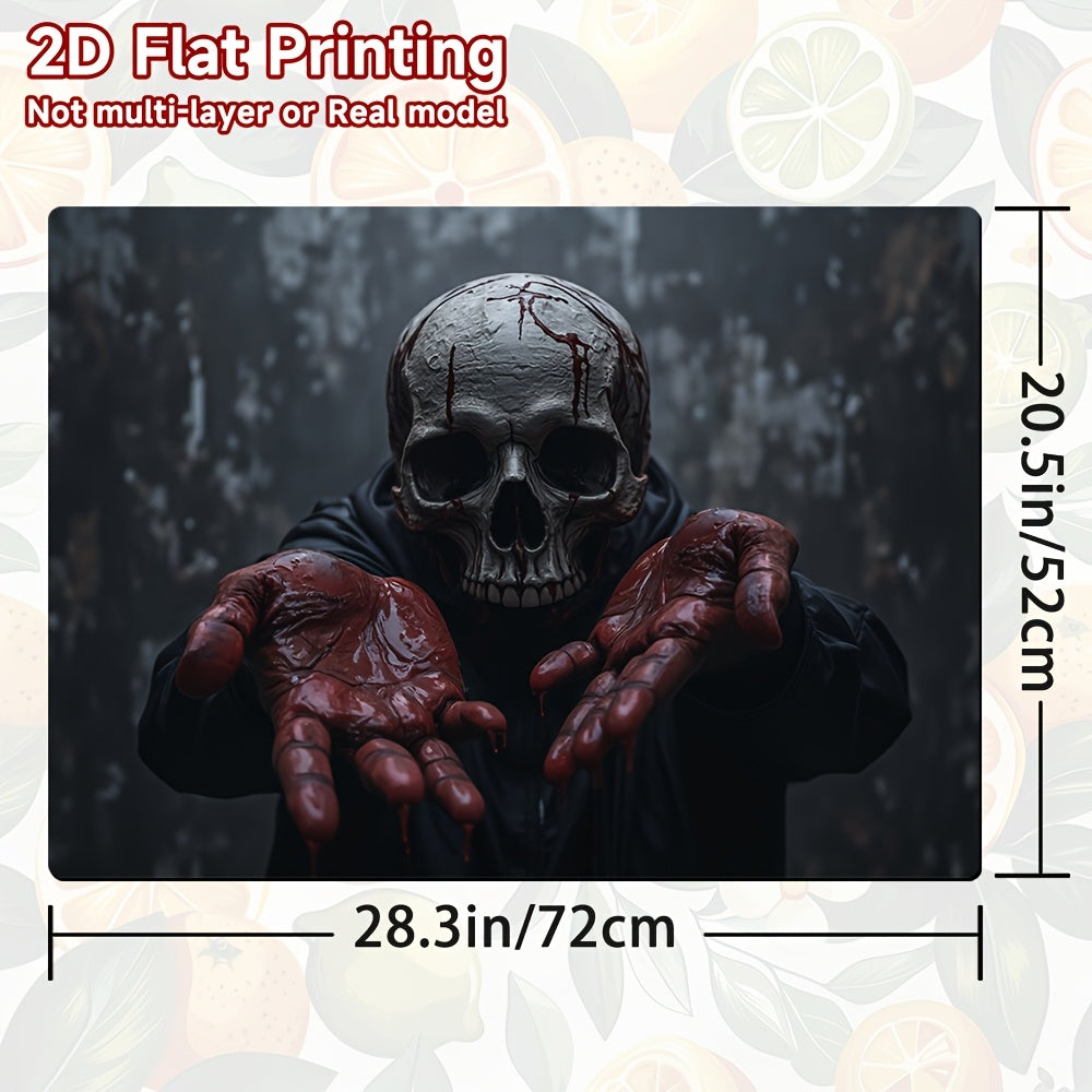 1pc Protector de Cocina para Halloween - Diseño de Calavera Sangrienta y Manos, Alfombrilla Antideslizante para Estufa, Fácil de Limpiar, Decoración Espeluznante para Lavadora, Secadora y Encimera, Accesorio de Hogar, Impresión Plana 2D, Decoración del H