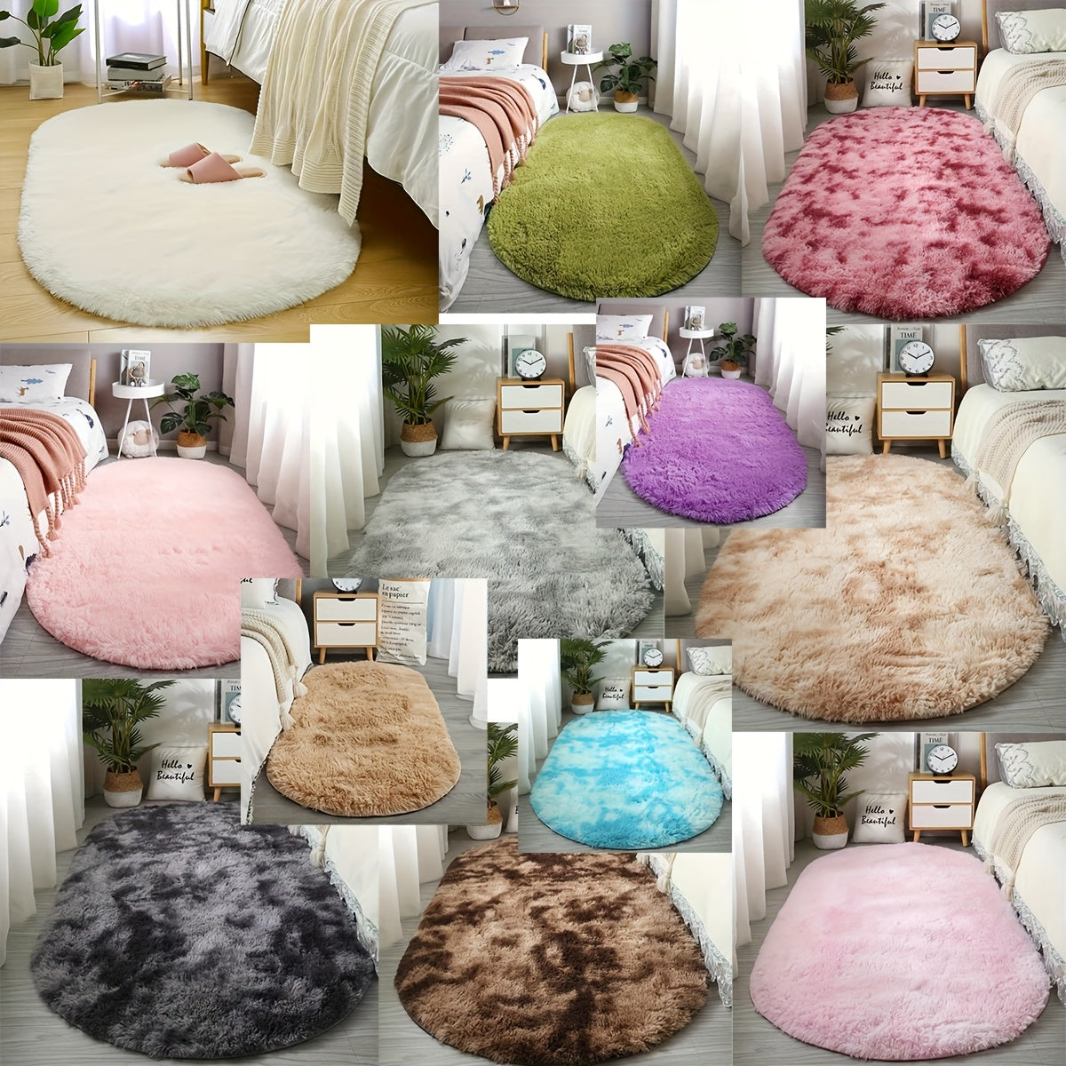 Alfombra Ovalada de Peluche Tie-Dye Ultra-Suave - Lujosa, Moderna Alfombra de Piel Sintética con Base Antideslizante, Absorbente y a Prueba de Manchas, Perfecta para Sala de Estar y Dormitorio, Decoración del Hogar en Múltiples Colores, Alfombras para Sa