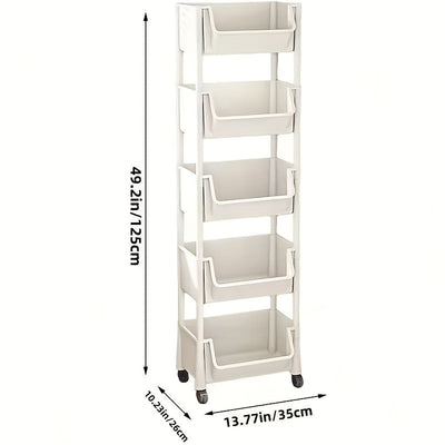 Librero móvil de 4/5 pisos, montaje japonés, estantería simple, estante para especias, estantería de oficina, carrito de oficina, carrito de almacenamiento para sala de estar familiar y estudiantil