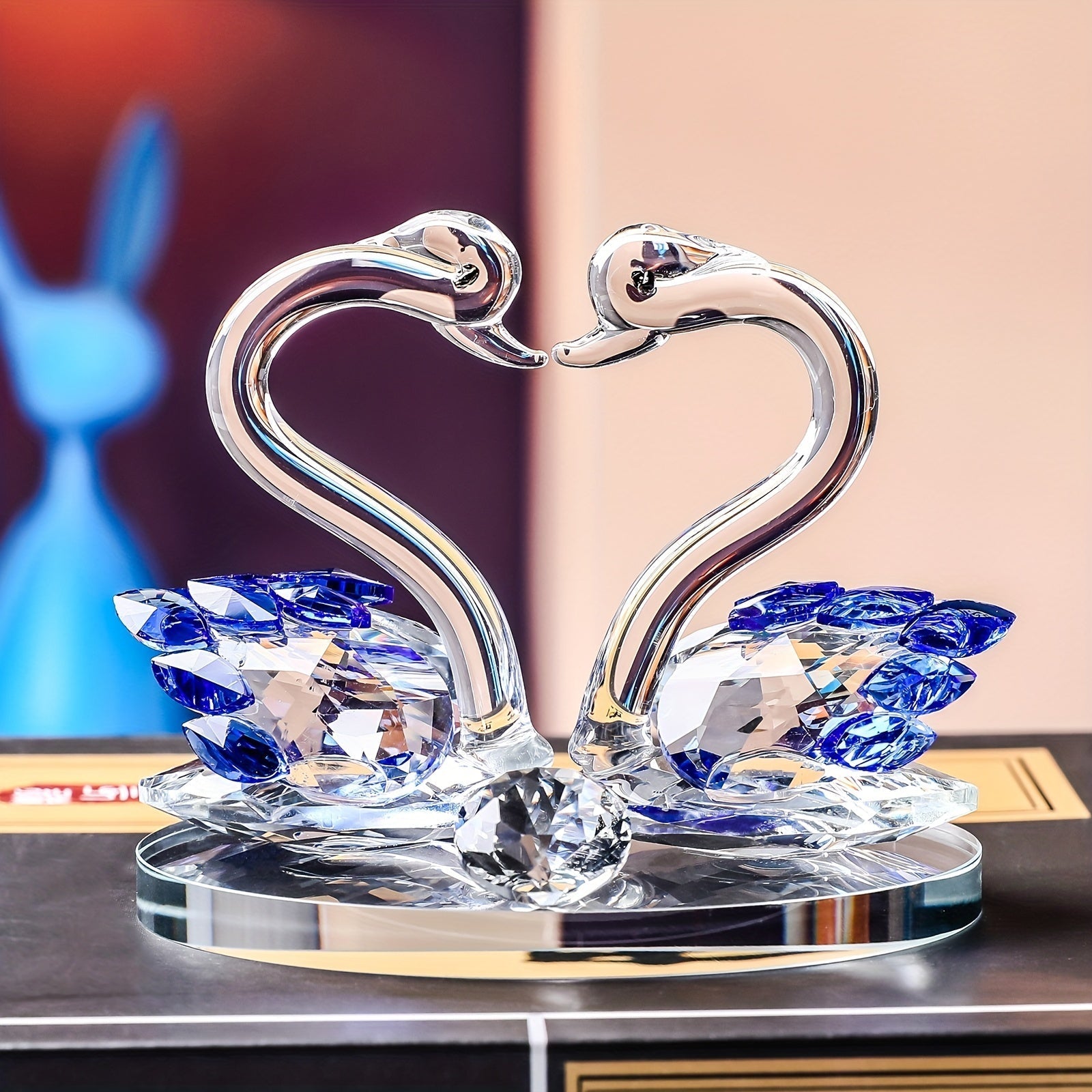 Elegante Figura de Cisne de Cristal para Parejas - Regalo Perfecto para Navidad, Acción de Gracias, Día de San Valentín, Día del Padre y Día de la Madre - Decoración Versátil para Interiores en Cualquier Tipo de Habitación