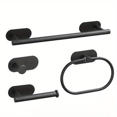 4 piezas Juego de accesorios de baño de acero inoxidable moderno, Anillo de toalla, Barra de toalla, Toallero, Juego de colgantes de baño, Soporte para toallas de mano, Soporte para papel higiénico, Toallero de baño