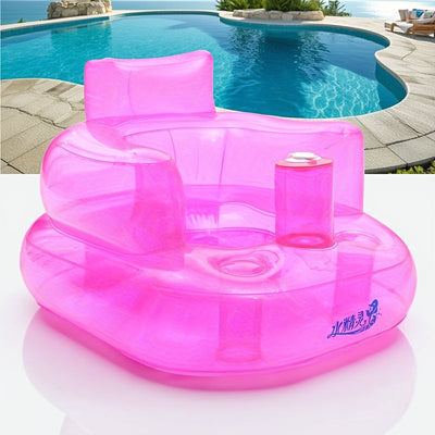 1pc Silla de Estudio Inflable Portátil con Bomba de Aire Incorporada, Diseño Ergonómico, Material Grueso y Duradero de PVC, Rosa y Azul, Multifunción para Baño, Camping, Piscina y Playa