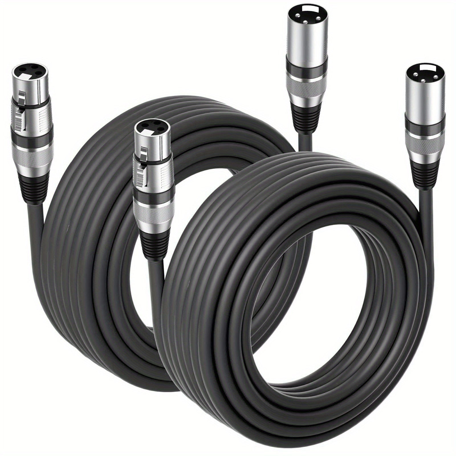 2 Paquetes de Cables XLR de 6.1 metros, Cable XLR Macho a Hembra de 3 Pines para Micrófonos, Mezcladores y Altavoces, Compatible con Microfónicos y Más