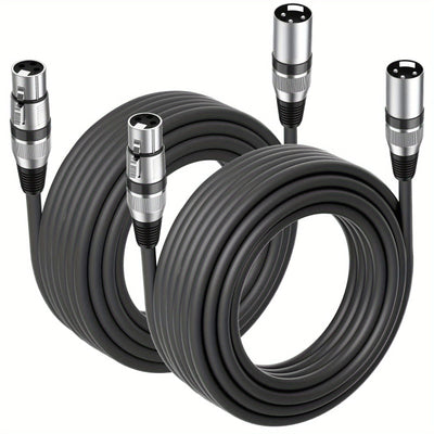 2 Paquetes de Cables XLR de 6.1 metros, Cable XLR Macho a Hembra de 3 Pines para Micrófonos, Mezcladores y Altavoces, Compatible con Microfónicos y Más