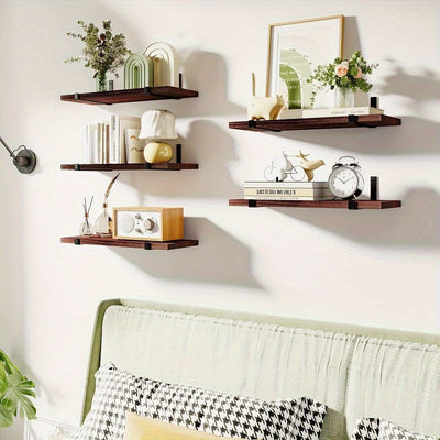 Estantes flotantes de madera clásicos, almacenamiento ajustable para colgar en pared, fácil instalación, ideal para cocina, sala y dormitorio