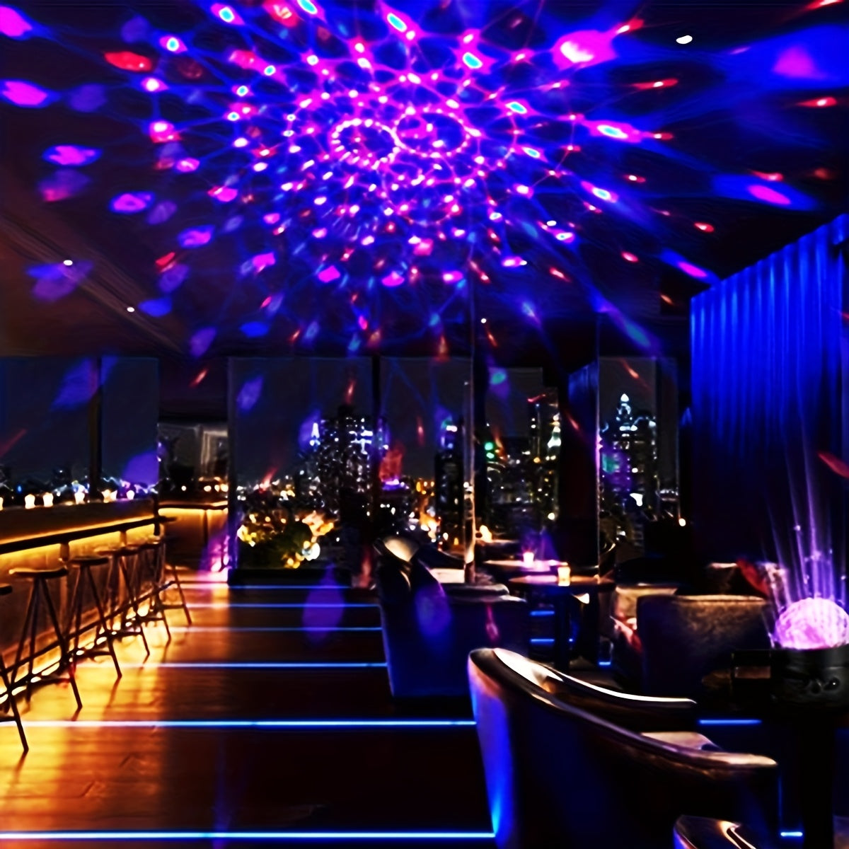1 pieza de luz de bola de disco RGB con control remoto - LED de cambio de color controlado por voz, 7 modos, alimentado por USB, uso de mesa, ajuste de múltiples colores, interruptor de botón para decoraciones de fiestas, luz de bola de disco recargable,
