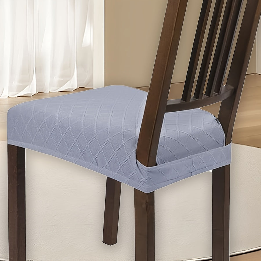 1 Funda De Asiento De Silla De Jacquard De Color Sólido Con Cierre Doble, Funda De Cojín De Silla Elástica Lavable, Adecuada Para Sillas De Comedor, Funda De Asiento De Restaurante, Funda Protectora Para Silla, Protector De Muebles Para Comedor, Oficina,