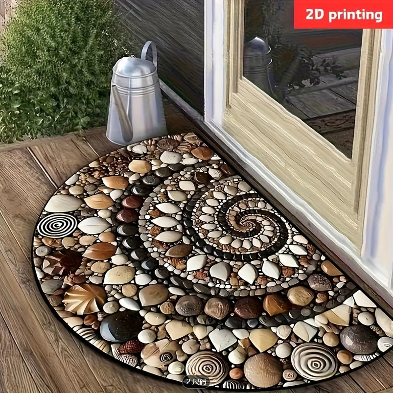 1pc Alfombra Decorativa de Piedras 2D Coloridas, Material de Terciopelo con Base Antideslizante, Ideal para Entrada, Puerta del Dormitorio, Cocina o Baño, Perfecta para Acciones de Gracias