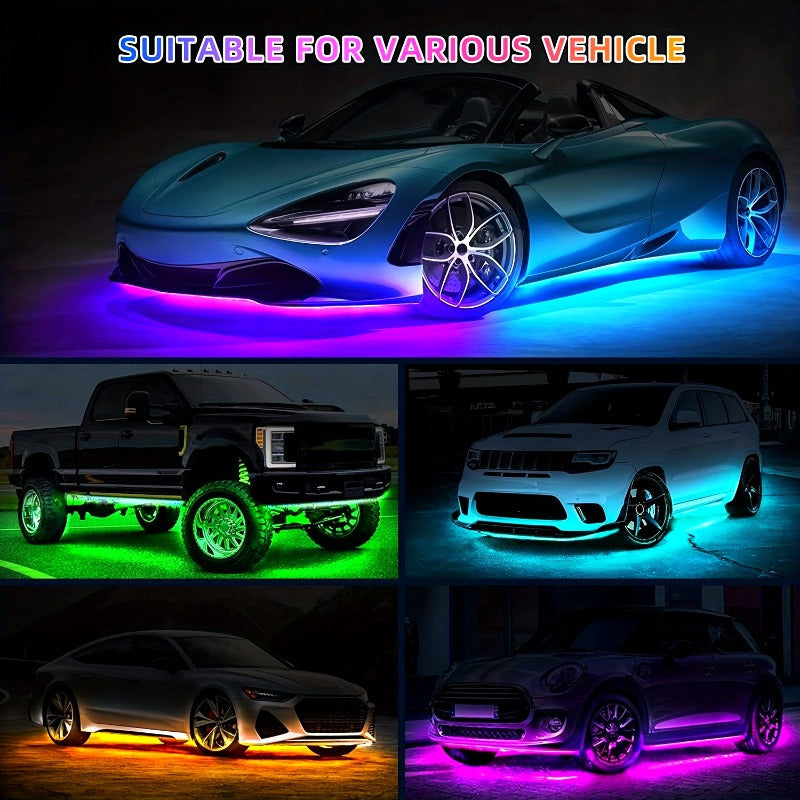 Barra de luces LED RGB con control por voz, 90x120 cm - Iluminación ambiental con cambio de color controlada por aplicación inalámbrica para vehículos, 12V con conexión directa, sin batería