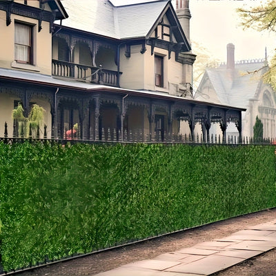 4 piezas de 400 cm x 50 cm de panel de pantalla de valla de verde de hiedra - Pantalla de privacidad exterior resistente a la radiación UV, adecuada para patio, balcón, jardín, decoración de interior/exterior de vegetación, diseño de plantas de alta gama