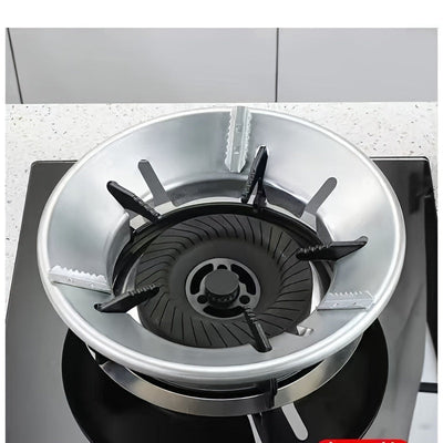 1pc Parabrisas para Estufas de Gas - Antideslizante, Diseño Metálico Resistente con Manijas Negras y Bordes Estriados, Accesorio de Ahorro de Energía para Sartenes, Ollas de Leche y Más, Protectores de Cocina