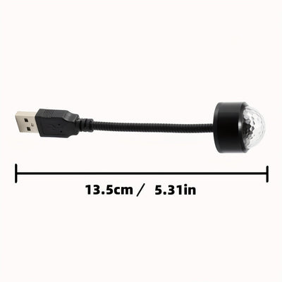 1 unidad de luz nocturna LED USB con proyección de estrellas para techo, luz ambiental con ritmo musical, efecto mágico para fiestas y discoteca en interiores