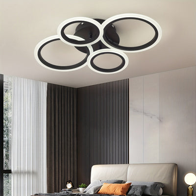 1 pieza de Luces de Techo LED con 4 Anillos, Aparatos de Luz de Techo LED Modernos, Luz Cálida, Instalación en Techo Metálico con Clips Desmontables, Adecuado para Cocina, Dormitorio, Sala de Estar, Lavandería - Incluye Herrajes de Montaje