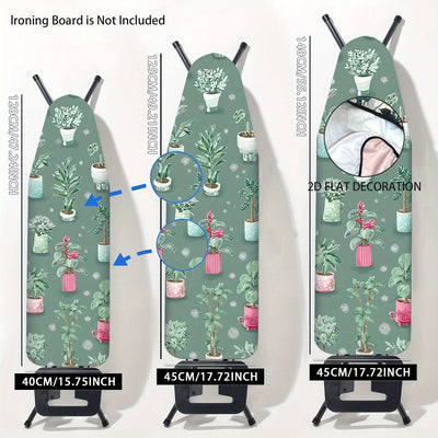 Fundas Lavables para Tabla de Planchar con Plantas Verdes - Sin Necesidad de Tabla, Ajusta a la Mayoría de Tablas Estándar, Decoración para Lavandería, Accesorios Fáciles de Instalar (Diseño Plano 2D), Organización del Hogar, Patrón Vibrante, Tela Durade