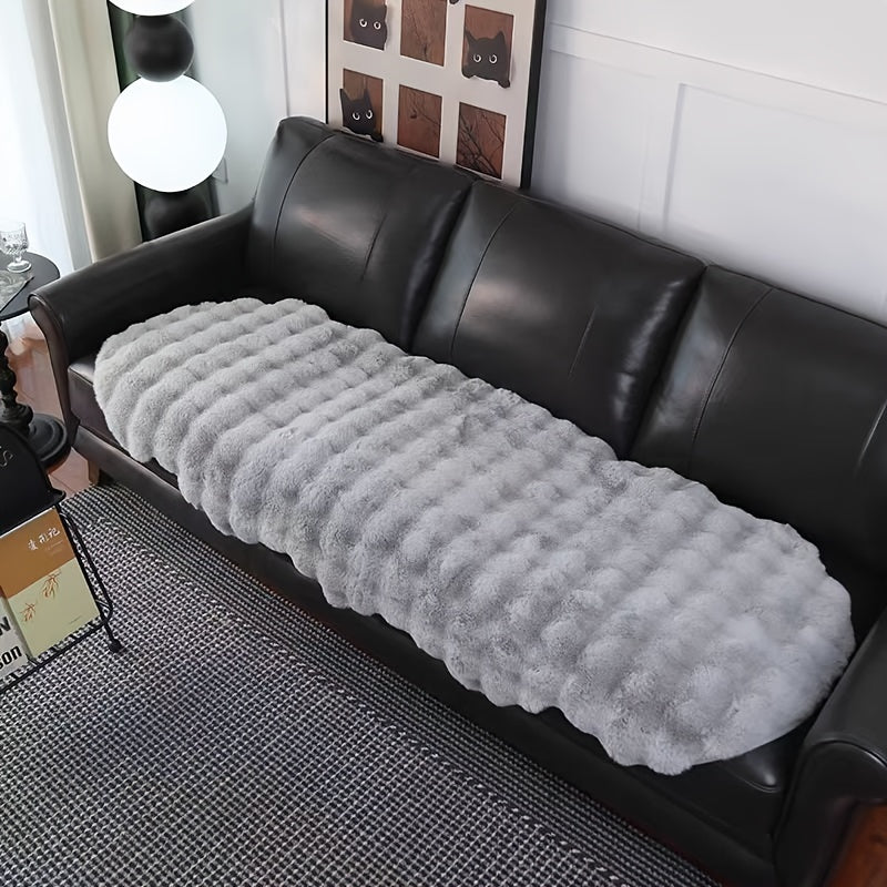 Alfombra suave de pelo sintético de conejo con diseño de olas - Lavable a máquina, antideslizante, de poliéster, decorativa para sala, dormitorio, oficina y porche - Barrera de humedad, liviana, forma irregular