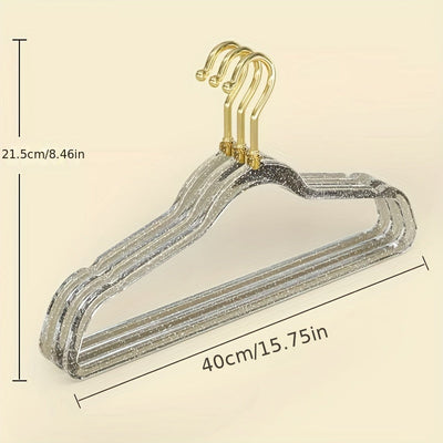 5/10 Uds. Perchas Transparentes Con Purpurina, Perchas Antideslizantes Que No Dejan Marcas, Perchero Para Colgar La Ropa Del Dormitorio Del Hogar, Perchas Gruesas Sin Rastro