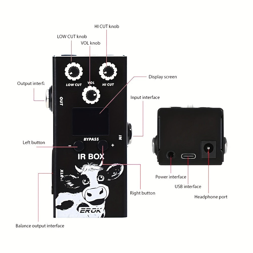 EROK IR-BOX Pedal de Efectos para Guitarra y Bajo con 32 Preseleccionados, Control por App Móvil, EQ de 9 Segmentos, Alimentación USB, Fabricado en China