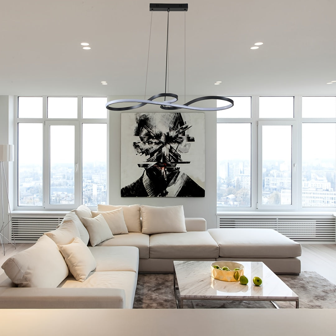 El candelabro colgante, con diseño moderno y sencillo y tecnología LED tricolor, fácil de instalar, ideal para comedores, salones y dormitorios