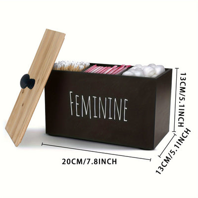 Organizador de Toallas Sanitarias para Baño en Madera Sólida, Caja de Almacenamiento Escritorio "Cielo y Tierra" - Utilidad Doméstica