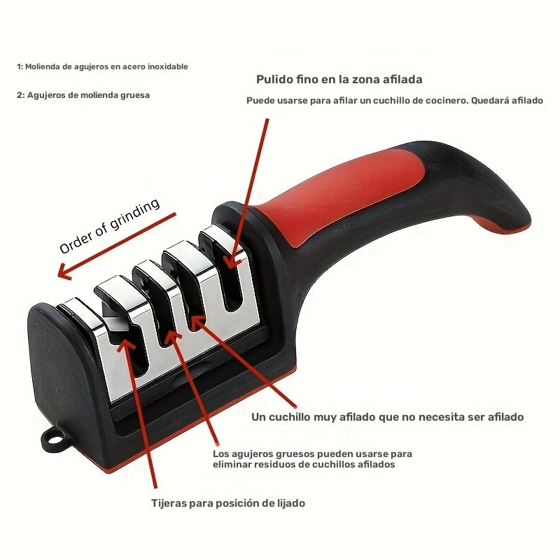 1 afilador profesional de cuchillos de 4 etapas con piedras de tungsteno, diamante y cerámica para cuchillos de cocina