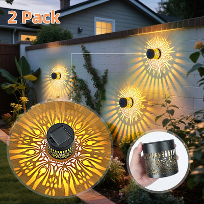 Juego de 2 Faroles Solares para Exteriores - Luces Metálicas IP65 para Paredes, Iluminación Redonda y Brillante con Encendido Automático al Anochecer, Diseño Vintage para Patio o Jardín, Ideal para Puertas y Caminos (IP65)