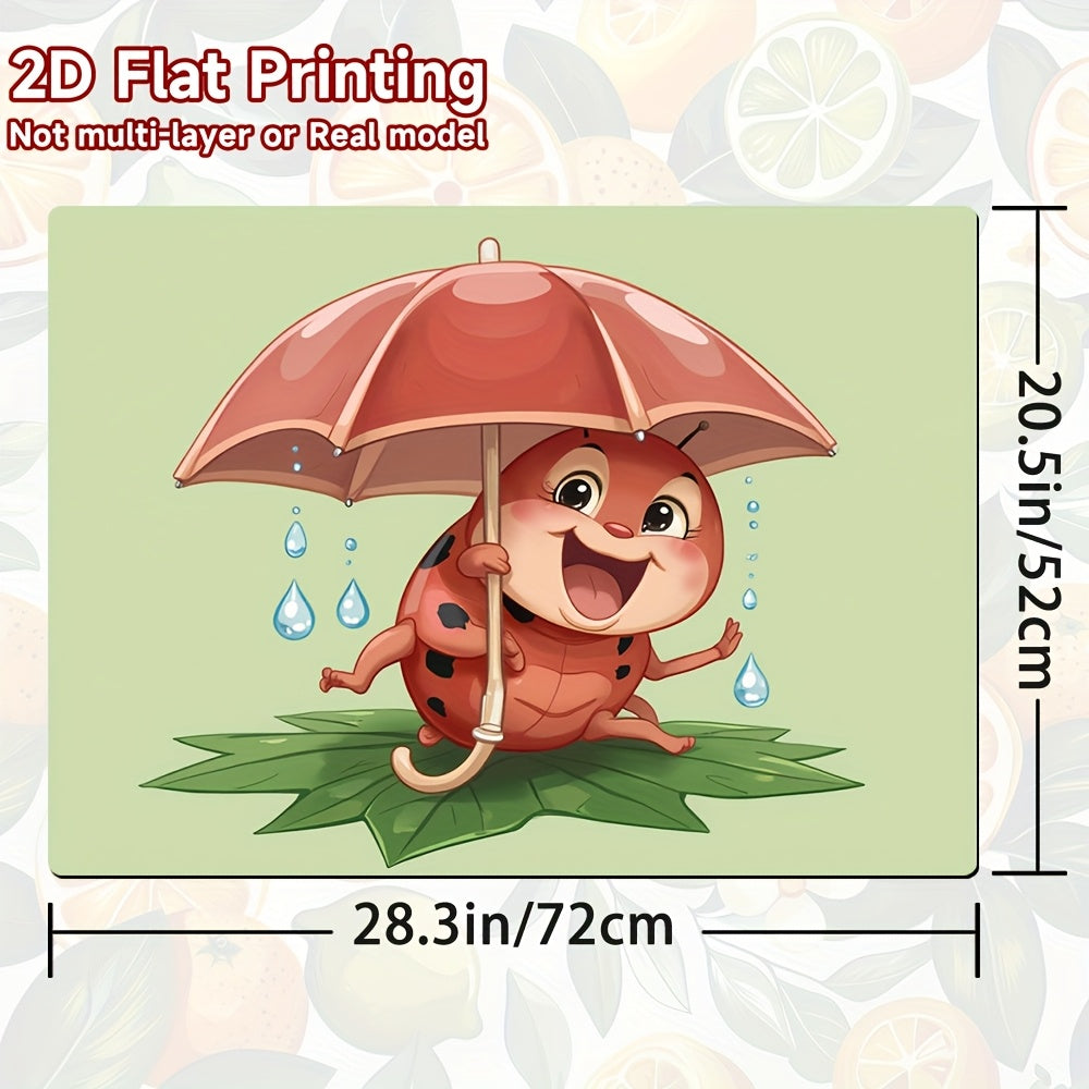 1pc Protector de Encimera Lindo Mariquita Roja con Paraguas - Resistente a Arañazos y Calor, Adecuado para Estufas de Gas/Eléctricas y Secadoras - Alfombrilla Decorativa Fácil de Limpiar, Accesorio Divertido para el Hogar, Superficie Lisa, 2D Plana