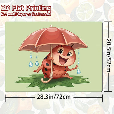 1pc Protector de Encimera Lindo Mariquita Roja con Paraguas - Resistente a Arañazos y Calor, Adecuado para Estufas de Gas/Eléctricas y Secadoras - Alfombrilla Decorativa Fácil de Limpiar, Accesorio Divertido para el Hogar, Superficie Lisa, 2D Plana