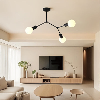 1 lámpara colgante negra con base para tres bombillas E27, ideal para sala, dormitorio o techo (sin bombillas incluidas)