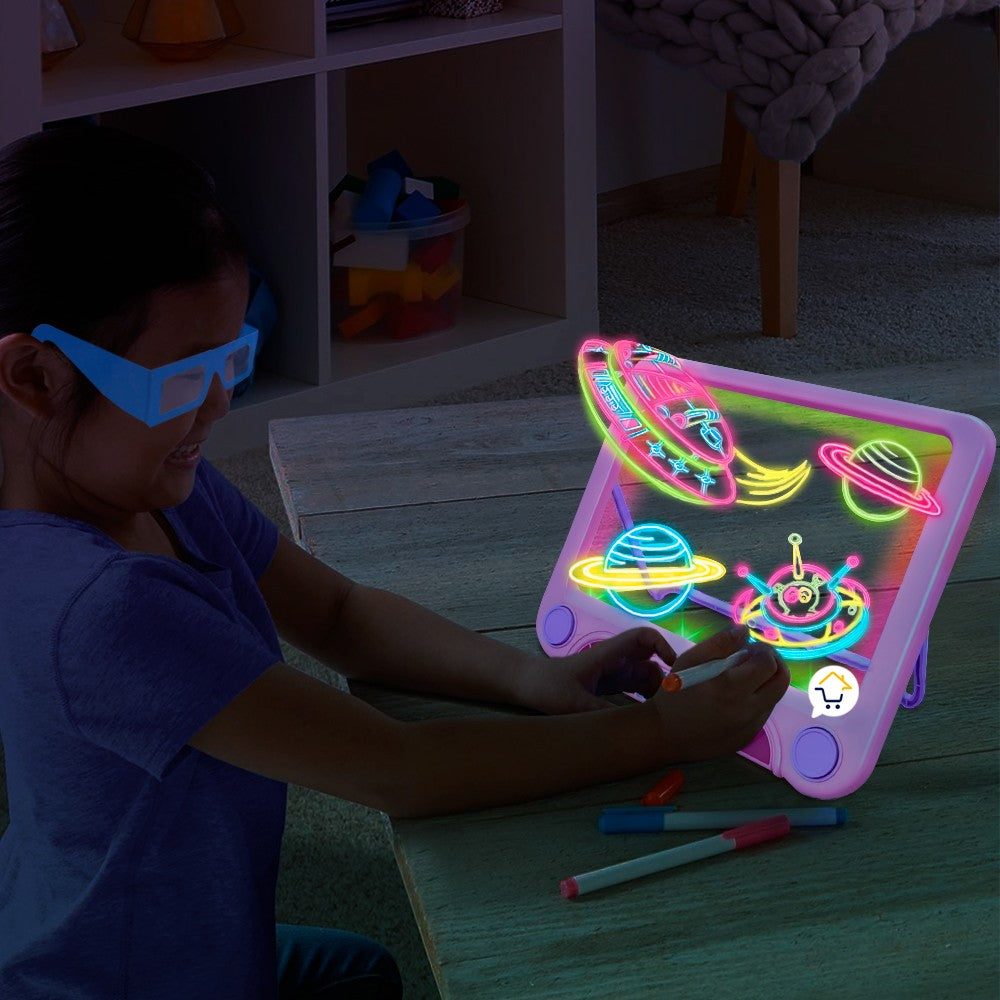 Tablero De Dibujo Mágico 3D Marcadores Neón Didáctica Infantil 2D-8366