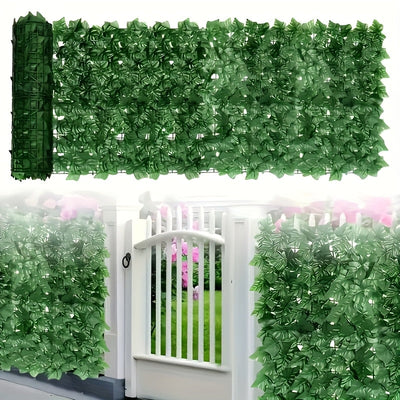 12 paneles de hiedra artificial, DIY, 600 cm x 50 cm o 300 cm x 100 cm, cerca de privacidad resistente a los rayos UV, pantalla verde de plástico duradero, ideal para uso en interiores/exteriores, decoración de pared impermeable fácil de colgar, perfecta