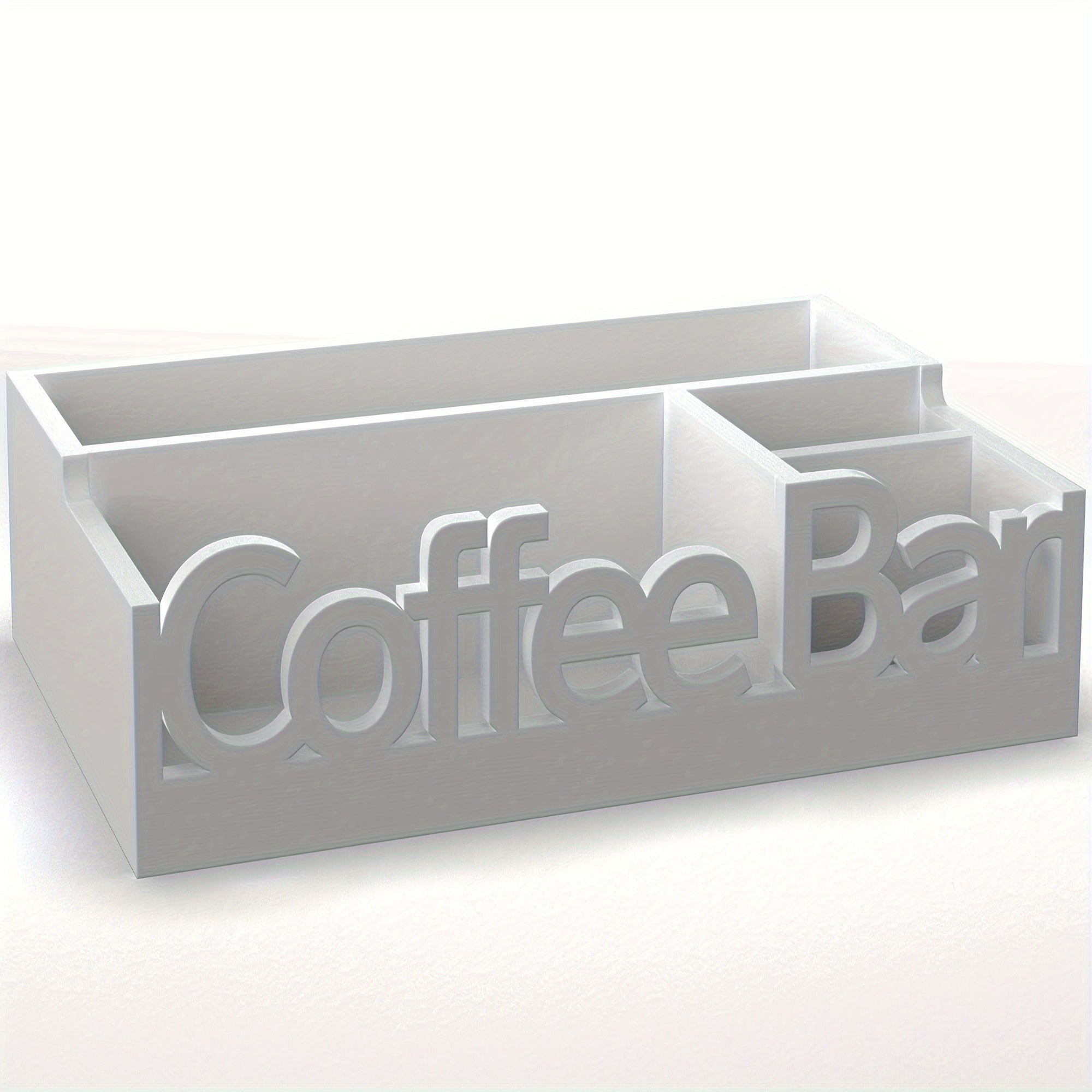 Organizador rústico de madera para barra de café, estación rectangular vintage para mostrador para accesorios, soporte para cápsulas y jarabe con tapa abatible no impermeable, decoración multiusos para barra de café estilo granja.