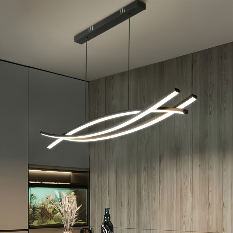 Araña LED moderna, lámpara colgante artística minimalista, lámpara colgante creativa de lujo con tira LED para restaurantes y bares, cable ajustable, ideal para sala, balcón, pasillo, dormitorio, comedor - incluye hardware de instalación, conexión eléctr