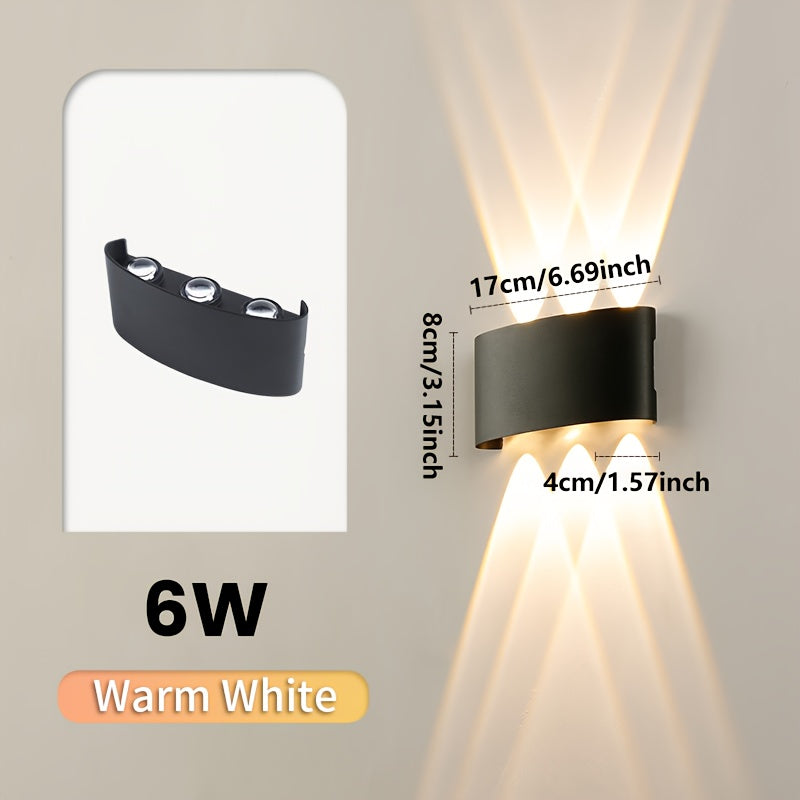 Pack de 2 Luces de Pared LED Modernas 6W 85-265V Alta Calidad, Montaje Semienterrado en Plástico ABS con Herrajes, 3 Temperaturas de Color (Blanco Frío/Cálido/Natural) - Iluminación de Pared Arriba y Abajo para Hogar, Escaleras, Dormitorio, Baño, Ilumina