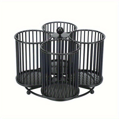1pc Organizador Giratorio de Utensilios con 3/4 Compartimentos - Jaula de Hierro Resistente para Encimeras, Diseño Vertical Ahorrador de Espacio para Cocina, Gabinetes y Estantes